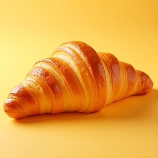Ein goldbraunes, glänzendes Buttercroissant.